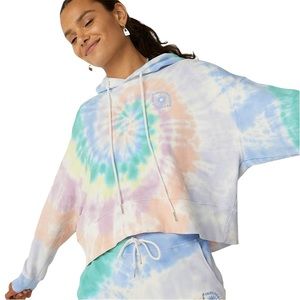 Daydreamer LA Eye Shrunken Hoodie in Prismatic Tie Dye - Size XS